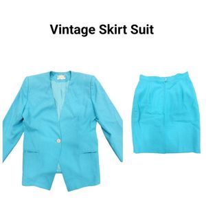 Vintage Braemar Petites matching skirt and blazer suit linen like XL